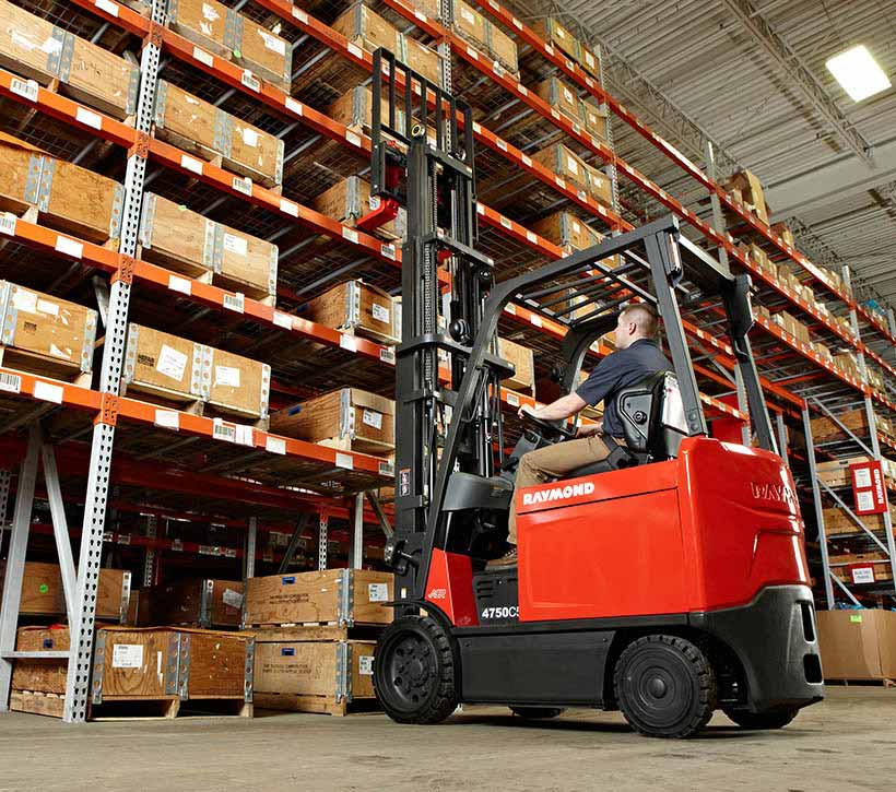 Raymond sit down forklift in warehouse