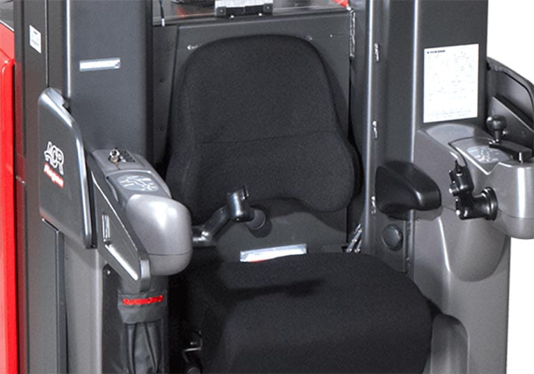 Raymond 9000 Series Swing Reach Truck Operator Compartment Close Up